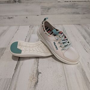 Hurley White and Teal Sneakers
